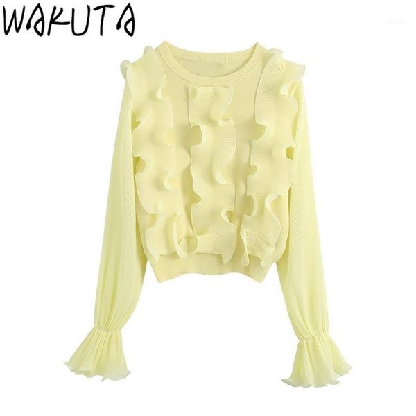 women's sweaters wakuta sweater streetwear stylish multi-layer ruffles patchwork solid color o-neck flare sleeve knitted, White;black
women's sweaters wakuta sweater streetwear stylish multi-layer ruffles patchwork solid color o-neck flare sleeve knitted, White;black