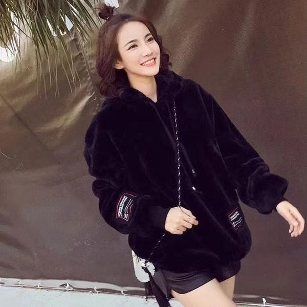 women's fur & faux women mink pullover coat loose casual warm hoodies autumn winter ladies fleece flannel female pink sweatshirts, Black
women's fur & faux women mink pullover coat loose casual warm hoodies autumn winter ladies fleece flannel female pink sweatshirts, Black