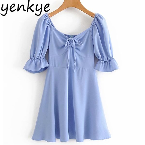 solid color elegant women front drawstring v neck vintage puff sleeve a-line slim dress fashion summer party robe femme 210514, Black;gray
solid color elegant women front drawstring v neck vintage puff sleeve a-line slim dress fashion summer party robe femme 210514, Black;gray