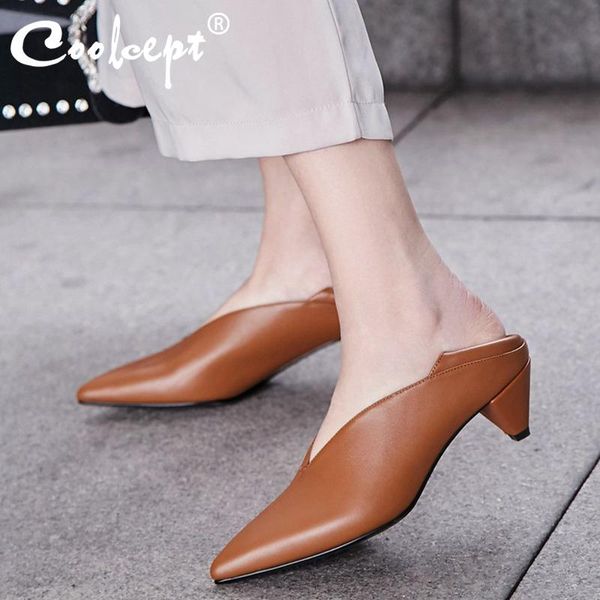 dress shoes coolcept real leather women pointed toe pumps fashion slip on thick heel steamline lady office casual mujer footwear size 34-39, Black
dress shoes coolcept real leather women pointed toe pumps fashion slip on thick heel steamline lady office casual mujer footwear size 34-39, Black