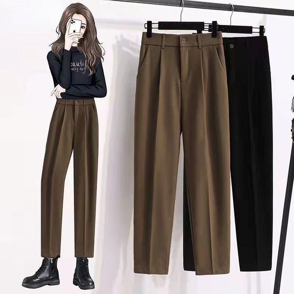 women's pants & capris autumn winter high waist office ladies formal work casual elegant straight ankle length woolen suit, Black;white
women's pants & capris autumn winter high waist office ladies formal work casual elegant straight ankle length woolen suit, Black;white