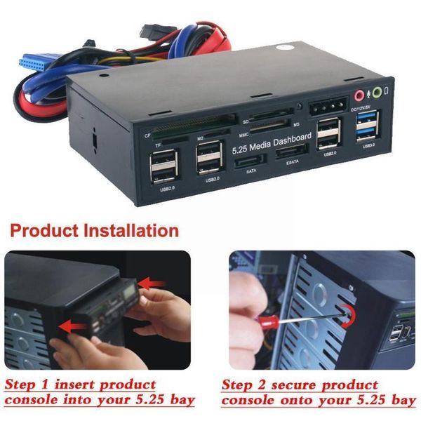hubs 5.25 inch pc media dashboard front panel audio with esata and hub 6 sd tf reader sata 2.0 x card 3.0 2 usb ms d0t1
hubs 5.25 inch pc media dashboard front panel audio with esata and hub 6 sd tf reader sata 2.0 x card 3.0 2 usb ms d0t1