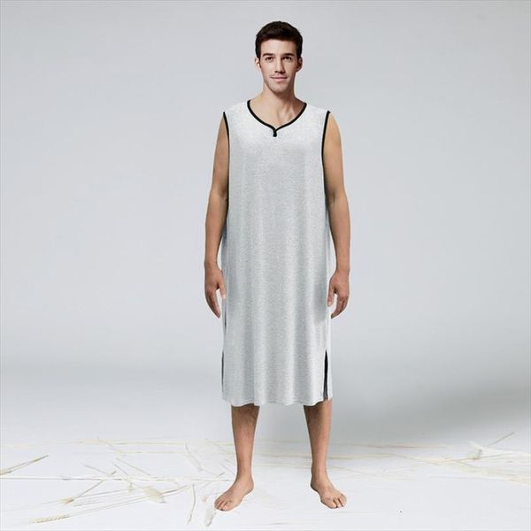 men casual clothes sleeveless long vest homewear male fashionable v neck nightwear midi dress tank, White;black
men casual clothes sleeveless long vest homewear male fashionable v neck nightwear midi dress tank, White;black