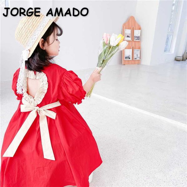 korean style summer kids girls dress short puff sleeves open back with sashes princess children clothes e028 210610, Red;yellow
korean style summer kids girls dress short puff sleeves open back with sashes princess children clothes e028 210610, Red;yellow