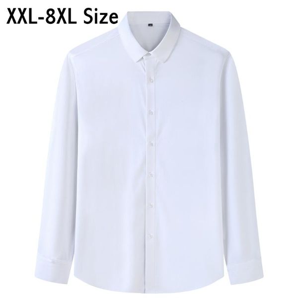 plus size 6xl 7xl 8xl brand men's business casual long sleeve shirt solid color formal social male dress shirts, White;black
plus size 6xl 7xl 8xl brand men's business casual long sleeve shirt solid color formal social male dress shirts, White;black