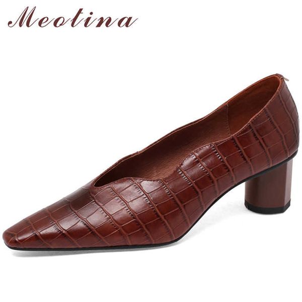 meotina women shoes genuine leather high heels pointed toe dress pumps chunky heel office ladies footwear spring brown size 40 210608, Black
meotina women shoes genuine leather high heels pointed toe dress pumps chunky heel office ladies footwear spring brown size 40 210608, Black