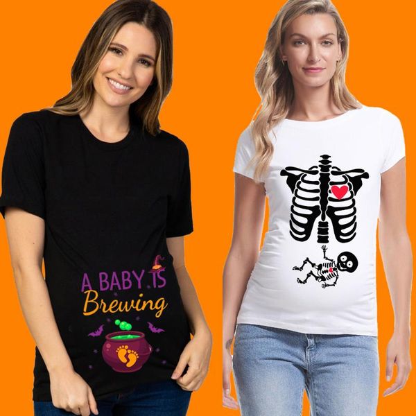 women's t-shirt halloween skeleton maternity shirt pregnancy announcement tshirt pumpkin t costume, White
women's t-shirt halloween skeleton maternity shirt pregnancy announcement tshirt pumpkin t costume, White