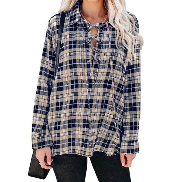 women's blouses & shirts casual loose plaid printed women shirt autumn long sleeve pullover ladies 2022 spring fashion lapel lace-up s, White
women's blouses & shirts casual loose plaid printed women shirt autumn long sleeve pullover ladies 2022 spring fashion lapel lace-up s, White