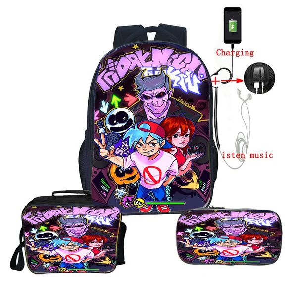 backpack 3pcs/set friday night funkin usb lunch bag pen children school bags teens travel backpacks for boys girls bookbag
backpack 3pcs/set friday night funkin usb lunch bag pen children school bags teens travel backpacks for boys girls bookbag