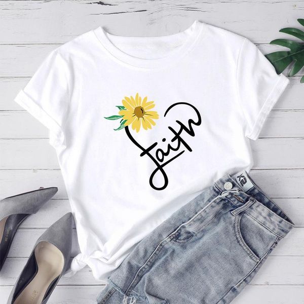 women's t-shirt harajuku drop tshirt sunflower faith woman plus size women shirts, White
women's t-shirt harajuku drop tshirt sunflower faith woman plus size women shirts, White