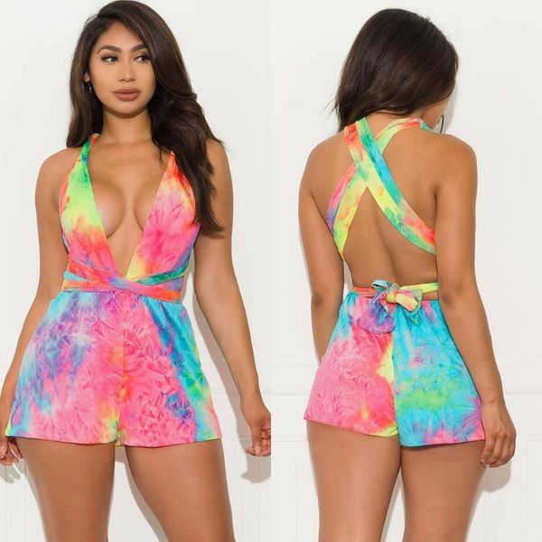 women's jumpsuits & rompers summer v neck shorts jumpsuit criss cross romper women tie dye print overalls for playsuit, Black;white
women's jumpsuits & rompers summer v neck shorts jumpsuit criss cross romper women tie dye print overalls for playsuit, Black;white