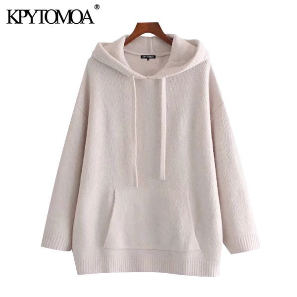 women fashion with pockets oversized knitted sweater vintage adjustable drawstring hood female pullovers chic 210416, White;black
women fashion with pockets oversized knitted sweater vintage adjustable drawstring hood female pullovers chic 210416, White;black