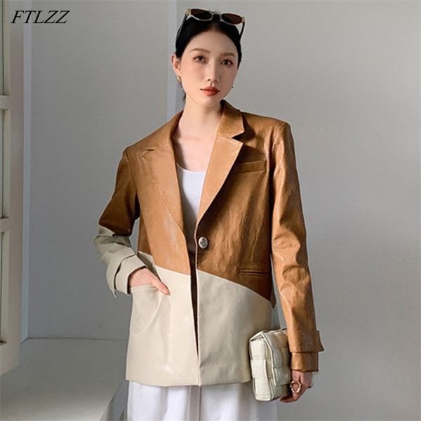 spring women loose contrast twill jacket leather coat tailored collar vintage long sleeve overcoat. 210430, Black
spring women loose contrast twill jacket leather coat tailored collar vintage long sleeve overcoat. 210430, Black