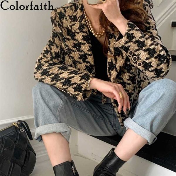 colorfaith autumn winter women's blazers jackets checkered korean lady wild plaid bling short jk1292 211006, White;black
colorfaith autumn winter women's blazers jackets checkered korean lady wild plaid bling short jk1292 211006, White;black