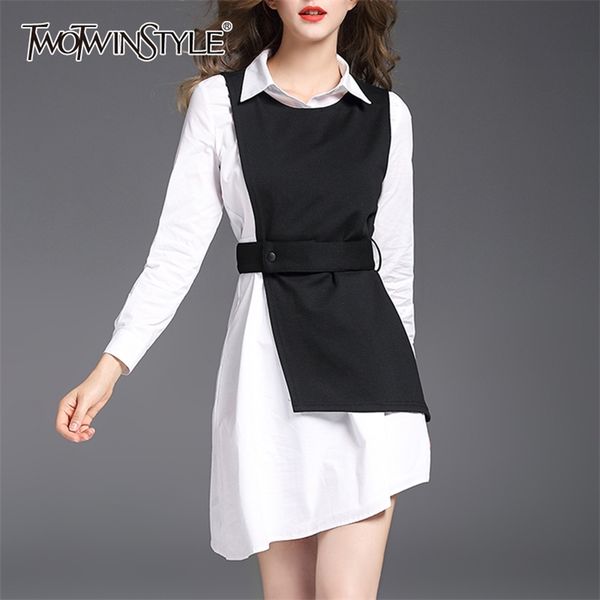 elegant korean spring dress for women lapel long sleeve patchwork hit color mini dresses female fashion 210520, Black;gray
elegant korean spring dress for women lapel long sleeve patchwork hit color mini dresses female fashion 210520, Black;gray
