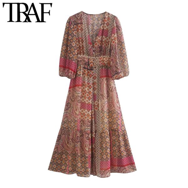 traf women chic fashion paisley print pleated midi dress vintage three quarter sleeve with lining female dresses mujer 210415, Black;gray
traf women chic fashion paisley print pleated midi dress vintage three quarter sleeve with lining female dresses mujer 210415, Black;gray