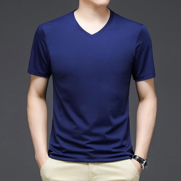 men's t-shirts silk cotton short-sleeved t-shirt tide.summer loose casual white round v collar half-sleeved bottom shirt, White;black
men's t-shirts silk cotton short-sleeved t-shirt tide.summer loose casual white round v collar half-sleeved bottom shirt, White;black