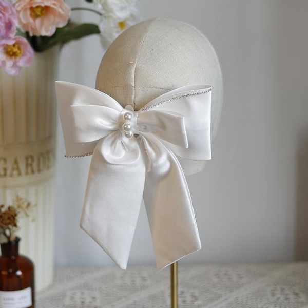headpieces bride's simple wine red satin bow flash hair clips pearl fairy large hairpin ornament for brides bridemaids women, Silver
headpieces bride's simple wine red satin bow flash hair clips pearl fairy large hairpin ornament for brides bridemaids women, Silver