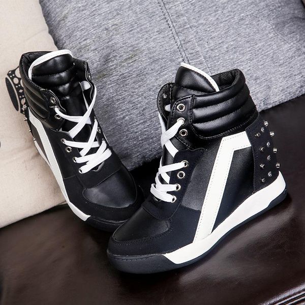 boots nice high fashion platform sneakers women breathable leather rivet shoes tenis feminino hidden wedges chaussure femme, Black
boots nice high fashion platform sneakers women breathable leather rivet shoes tenis feminino hidden wedges chaussure femme, Black