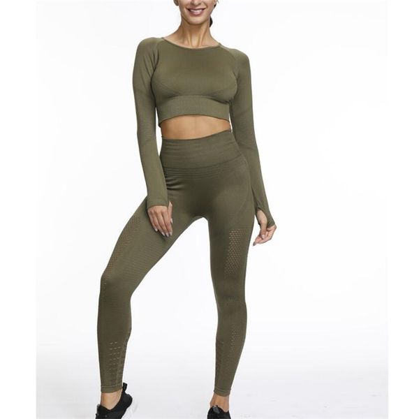 women seamless yoga set fitness sports suits gym clothing yoga long sleeve shirts high waist leggings workout sets 210802, Gray
women seamless yoga set fitness sports suits gym clothing yoga long sleeve shirts high waist leggings workout sets 210802, Gray