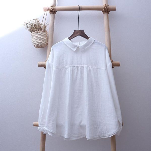 women's blouses & shirts lapel 100% cotton solid color simple long-sleeve shirt autumn style gauze puffy white blouse
women's blouses & shirts lapel 100% cotton solid color simple long-sleeve shirt autumn style gauze puffy white blouse