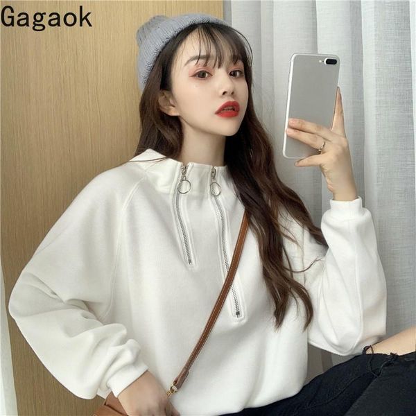 women's hoodies & sweatshirts gagaok 2021 women streetwear spring autumn solid drop-shoulder o-neck zipper loose casual wild fashion pu, Black
women's hoodies & sweatshirts gagaok 2021 women streetwear spring autumn solid drop-shoulder o-neck zipper loose casual wild fashion pu, Black