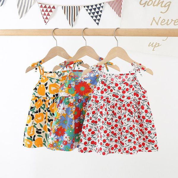children dresses kids girl summer flower print cotton sling floral dress baby 0-5year for girls girl's, Red;yellow 
children dresses kids girl summer flower print cotton sling floral dress baby 0-5year for girls girl's, Red;yellow