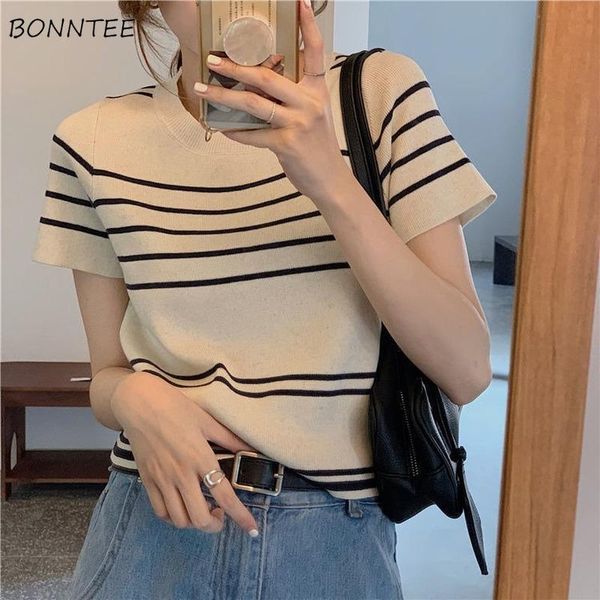 women's t-shirt t-shirts women knitted summer loose short sleeve ulzzang all-match fashion holiday striped o-neck leisure female crop, White
women's t-shirt t-shirts women knitted summer loose short sleeve ulzzang all-match fashion holiday striped o-neck leisure female crop, White