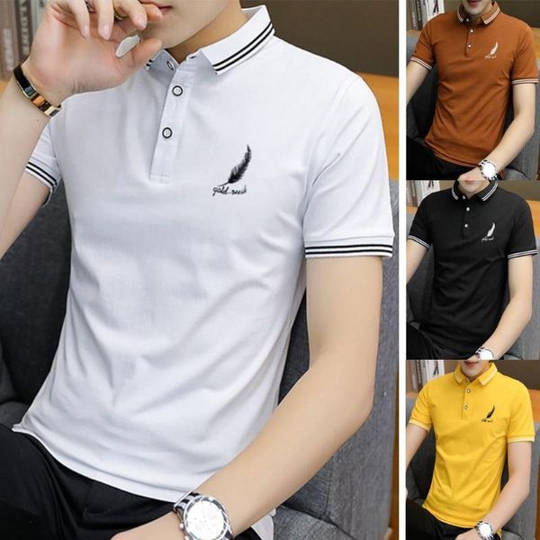 men's t-shirts feather printed t shirts short sleeve korean style men casual lapel collar fitness tees, White;black
men's t-shirts feather printed t shirts short sleeve korean style men casual lapel collar fitness tees, White;black