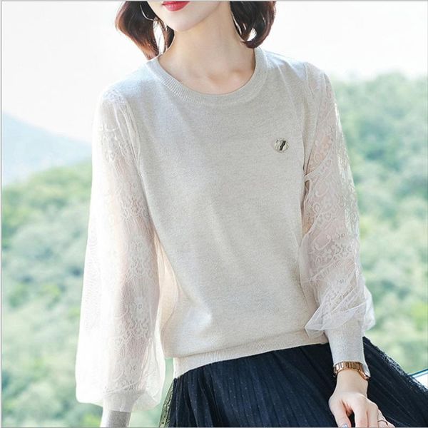 women's sweaters 2021 autumn hollow lace stitching knit sweater women loose thin pullover bright silk bbottoming shirt, White;black
women's sweaters 2021 autumn hollow lace stitching knit sweater women loose thin pullover bright silk bbottoming shirt, White;black