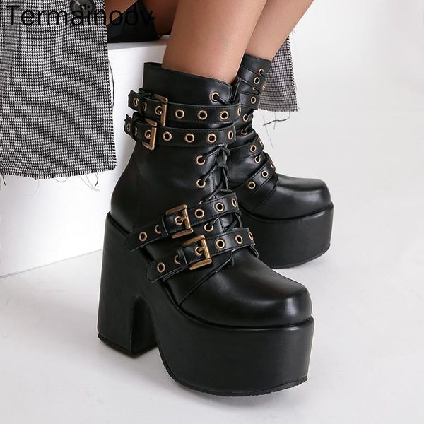 boots termainoov women platform high heels thick heel waterproof buckle big size 43, Black
boots termainoov women platform high heels thick heel waterproof buckle big size 43, Black