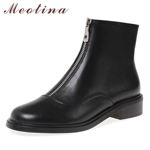 autumn ankle boots women natural genuine leather thick heels short zipper round toe shoes female black size 34-39 210517
autumn ankle boots women natural genuine leather thick heels short zipper round toe shoes female black size 34-39 210517