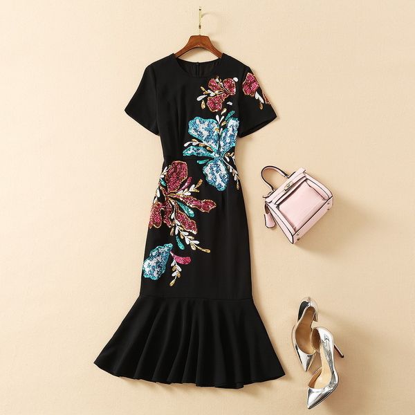 dresses european and american women's wear winter style short sleeve heavy duty glitter fashionable black fishtail dress dd1r, Black;gray
dresses european and american women's wear winter style short sleeve heavy duty glitter fashionable black fishtail dress dd1r, Black;gray