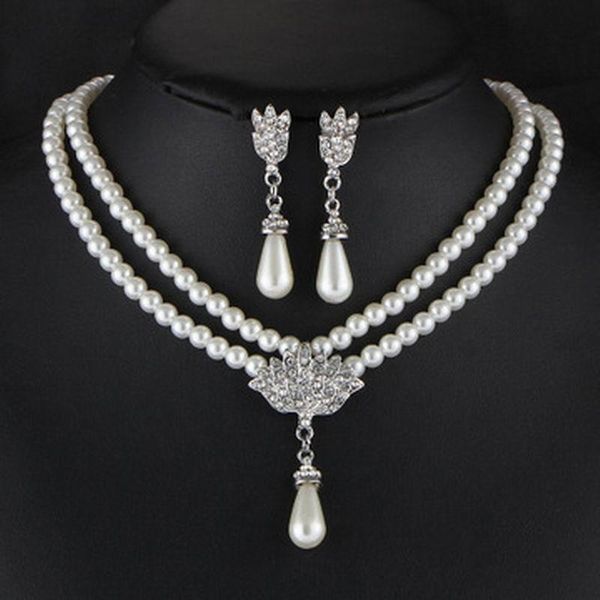 earrings & necklace luxury fashion bride women simulated wedding crystal pearl water dropp necklaces earring jewelry set, Silver
earrings & necklace luxury fashion bride women simulated wedding crystal pearl water dropp necklaces earring jewelry set, Silver