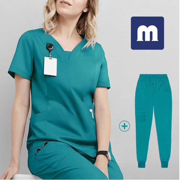 040 women's two piece pants scrubs hospital uniform workwear women health nurse dental operating room hand washing suit doctor beauty, White
040 women's two piece pants scrubs hospital uniform workwear women health nurse dental operating room hand washing suit doctor beauty, White