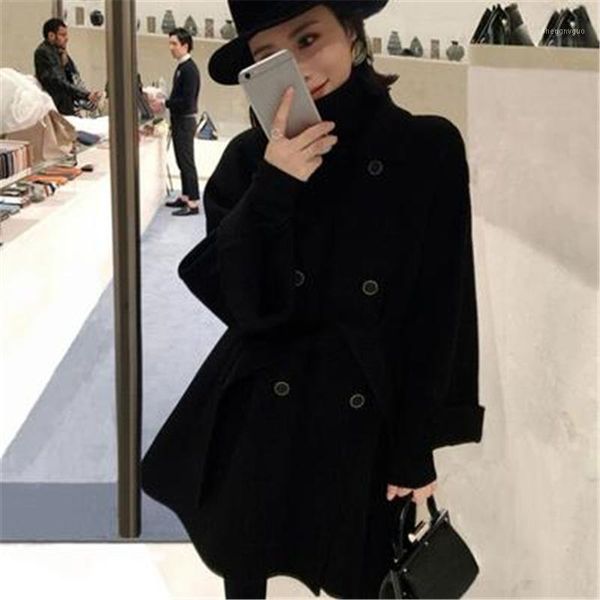 female spring autumn collar loose coat women oversized jacket woolen cardigan belt outerwear women's wool & blends, Black
female spring autumn collar loose coat women oversized jacket woolen cardigan belt outerwear women's wool & blends, Black