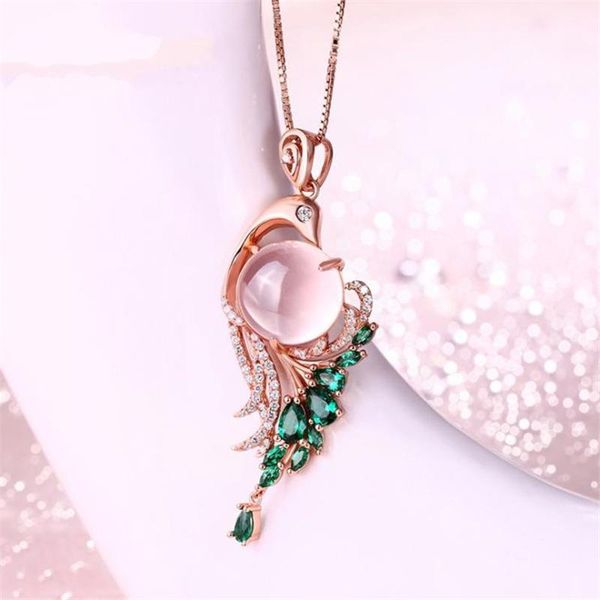 pendant necklaces kofsac fashion rose gold color for women exquisite phoenix pink crystal female clavicle chain jewelry, Silver
pendant necklaces kofsac fashion rose gold color for women exquisite phoenix pink crystal female clavicle chain jewelry, Silver
