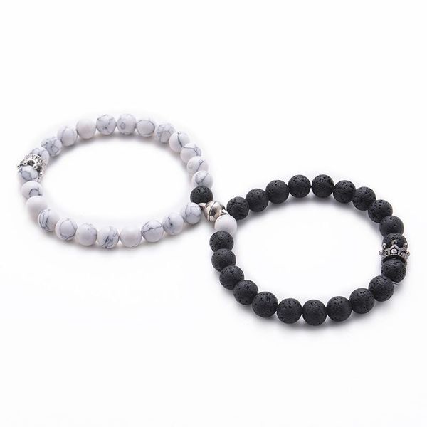 beaded, strands 8mm natural stone beads crown bracelet set 2pcs/set distance magnet couple bracelets for lovers friendship yoga, Black
beaded, strands 8mm natural stone beads crown bracelet set 2pcs/set distance magnet couple bracelets for lovers friendship yoga, Black