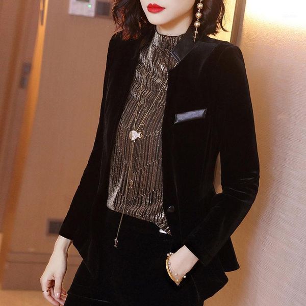 women's suits & blazers gold velvet blazer female 2021 spring autumn long sleeve women korean outwear, White;black
women's suits & blazers gold velvet blazer female 2021 spring autumn long sleeve women korean outwear, White;black