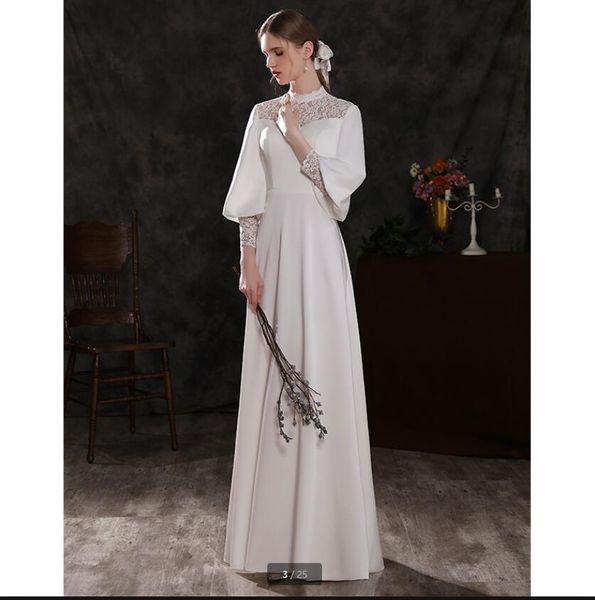 2021 vestido de festa white lace satin a line wedding dress 3/4 sleeve floor length high neck elegant bride dresses hollow back corset gorge
2021 vestido de festa white lace satin a line wedding dress 3/4 sleeve floor length high neck elegant bride dresses hollow back corset gorge