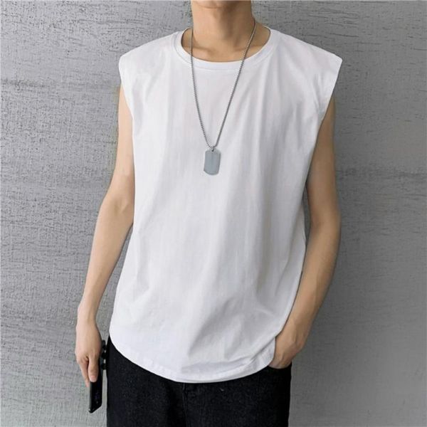 men' tank men solid color breathable sleeveless round neck t-shirt sports vest cotton printed casual summer, White;black
men' tank men solid color breathable sleeveless round neck t-shirt sports vest cotton printed casual summer, White;black