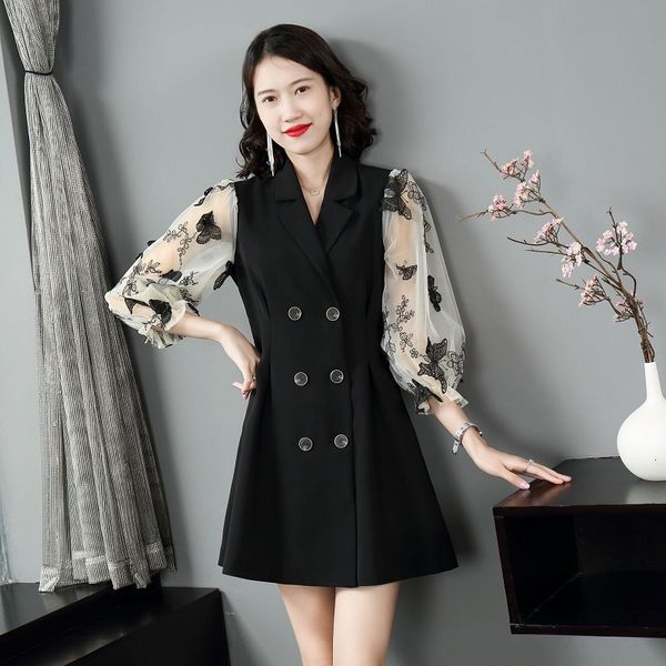 dresses korean fashion style autumn women notched collar butterfly embroidery double breasted ladies long blazer, Black;gray
dresses korean fashion style autumn women notched collar butterfly embroidery double breasted ladies long blazer, Black;gray