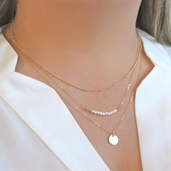 pendant necklaces trendy three layered necklace women stainless steel for simple chain choker jewelry, Silver
pendant necklaces trendy three layered necklace women stainless steel for simple chain choker jewelry, Silver