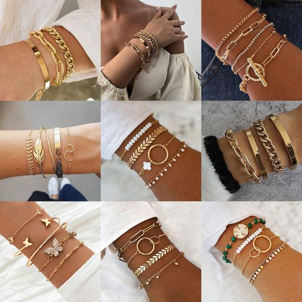 link, chain bohemian cuban link bracelet set for women punk butterfly leaves open thick bangle fashion jewelry gift, Black
link, chain bohemian cuban link bracelet set for women punk butterfly leaves open thick bangle fashion jewelry gift, Black