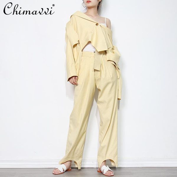 women's two piece pants 2021 solid color elegant office lady pieces outfit long sleeve casual asymmetry suit women high waist wide leg, White
women's two piece pants 2021 solid color elegant office lady pieces outfit long sleeve casual asymmetry suit women high waist wide leg, White