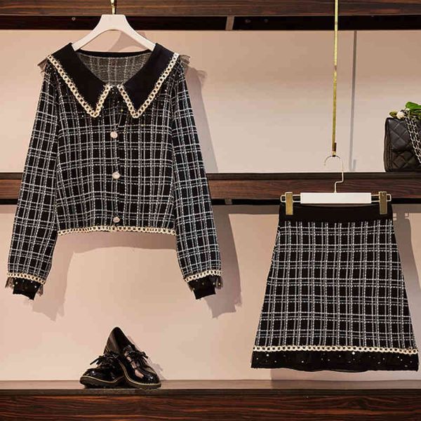 skirt autumn winter korean vintage plaid 2 set women knitted sweater cardigan + mini two piece outfits 4tkn, Black
skirt autumn winter korean vintage plaid 2 set women knitted sweater cardigan + mini two piece outfits 4tkn, Black