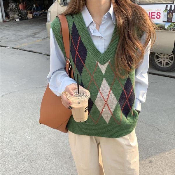 women's sweaters spring autumn japanese v-neck sweater tide early fold wear vest in the diamond lattice sets knitted female ancient, White;black
women's sweaters spring autumn japanese v-neck sweater tide early fold wear vest in the diamond lattice sets knitted female ancient, White;black