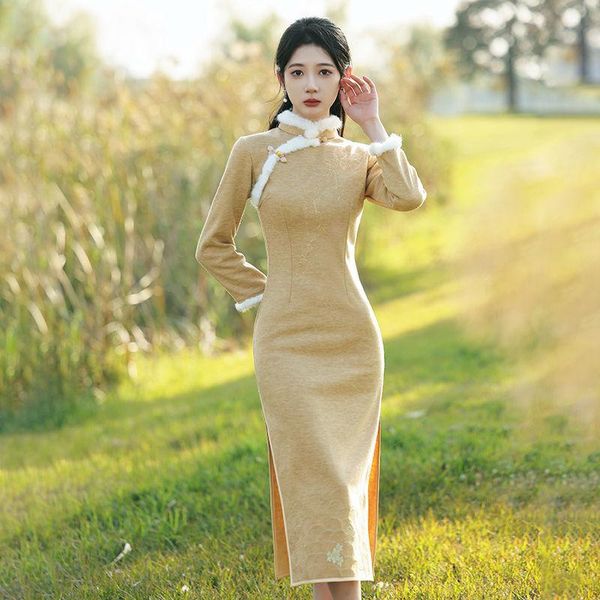 ethnic clothing lady thicken woolen cheongsam print vintage button chinese traditional dresses elegant qipao long vestidos, Red
ethnic clothing lady thicken woolen cheongsam print vintage button chinese traditional dresses elegant qipao long vestidos, Red