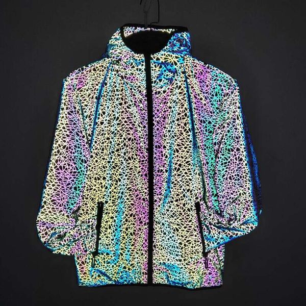 guochao cool color reflective coat hip hop night running play magic luminous hooded jacket, Black;brown
guochao cool color reflective coat hip hop night running play magic luminous hooded jacket, Black;brown