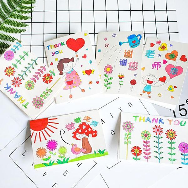 6pcs/set teacher's day small greeting cards children's hand-filled color children coloring students diy card gifts
6pcs/set teacher's day small greeting cards children's hand-filled color children coloring students diy card gifts